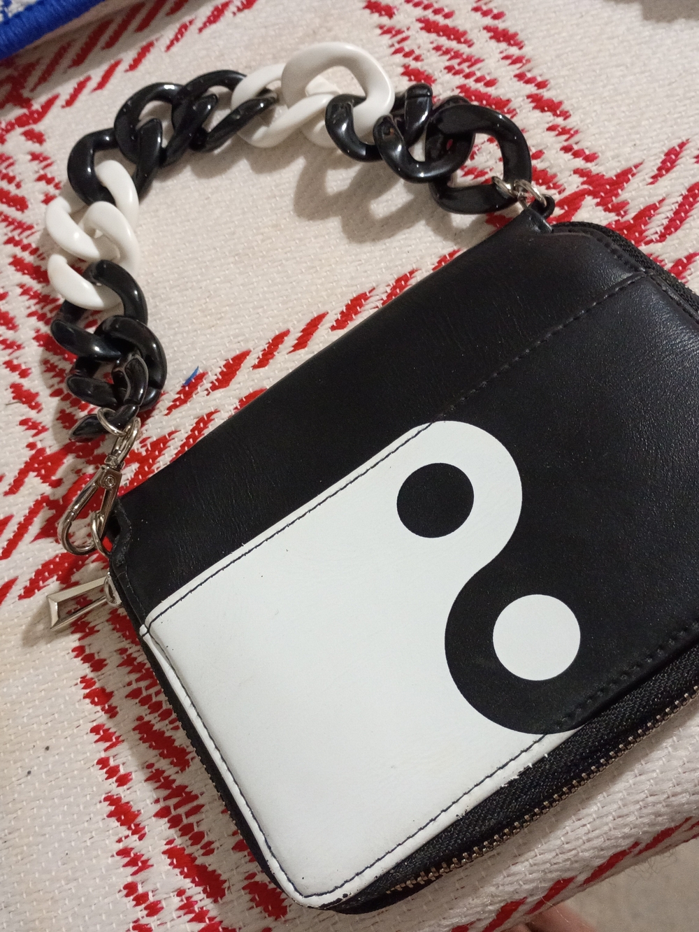 Black & White Yin Yang Chain Wristlet Bag